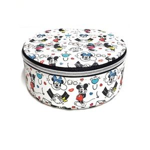 Disney Mickey & Minnie Round Zip Jewelry Case Travel Organizer